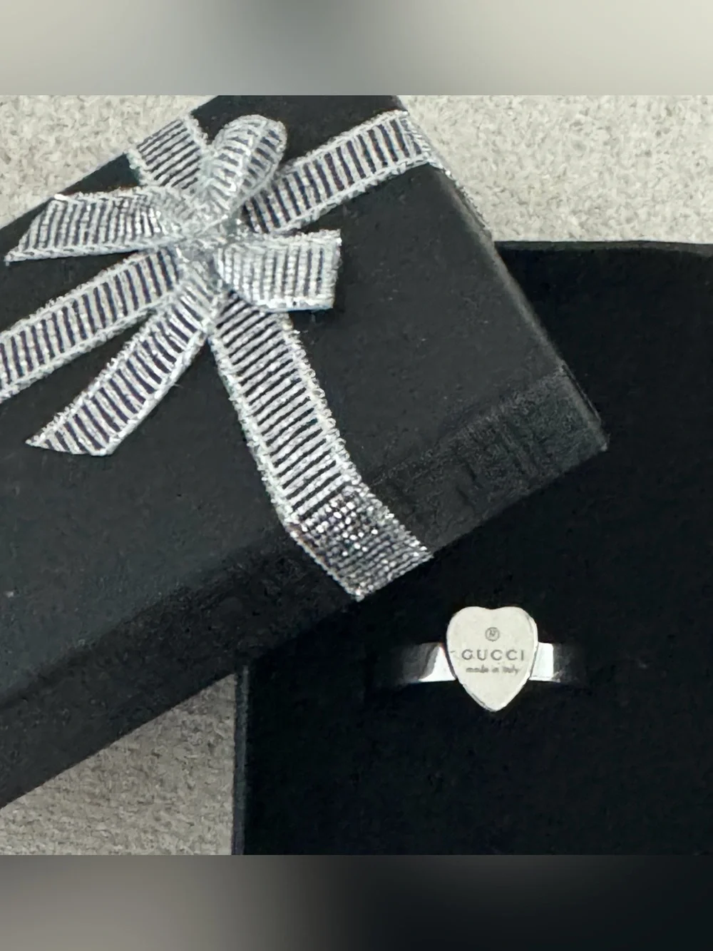 GUCCI Sterling Silver Trademark Heart Ring Ag925 Gucci Size 15/ US Size 7-7.25